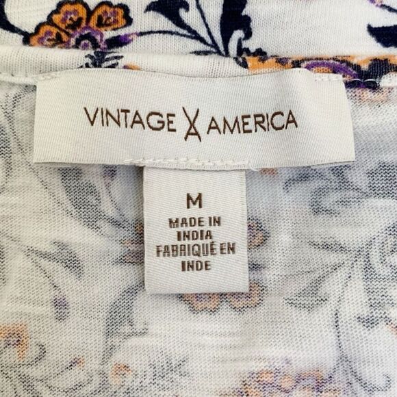 Vintage America Size Medium Women’s Floral Peasant Top, Sz Medium - Picture 7 of 8